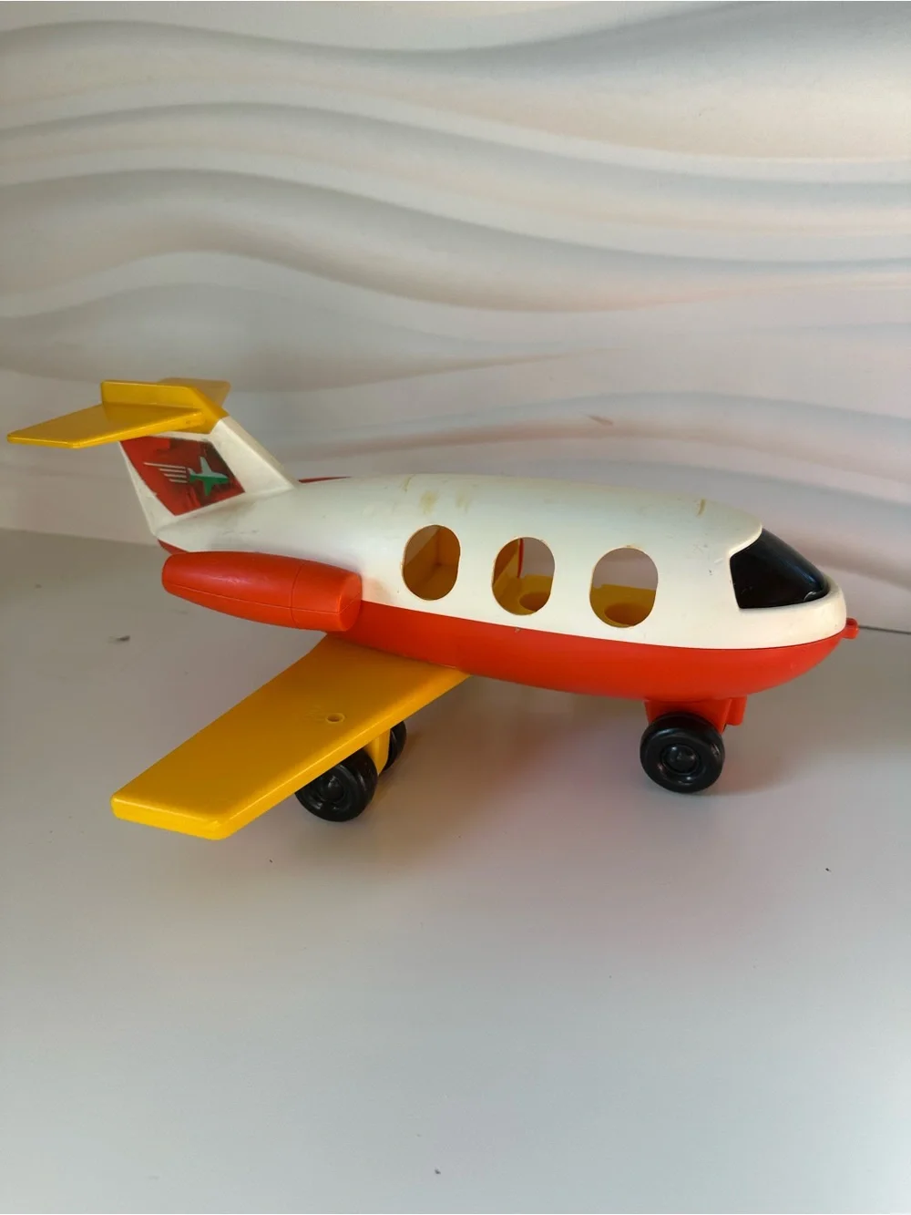 Vintage Fisher-Price Little People Orange & Yellow Airplane 1980 Jet Plane #2502